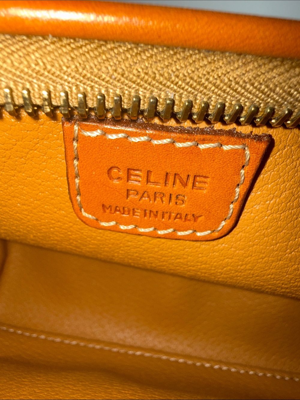 Celine small makeup bag w/ top zipper closure. - Picture 2 of 11